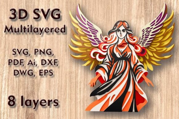 Angel 3D SVG: Laser Cutting Winter Christmas