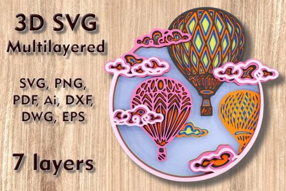 Balloon 3D SVG for Laser Cutting Wall Decor