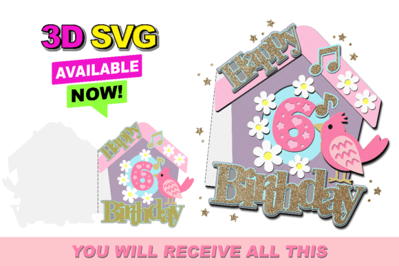 Birds Birthday Card 3D SVG: Crafts and Graphics