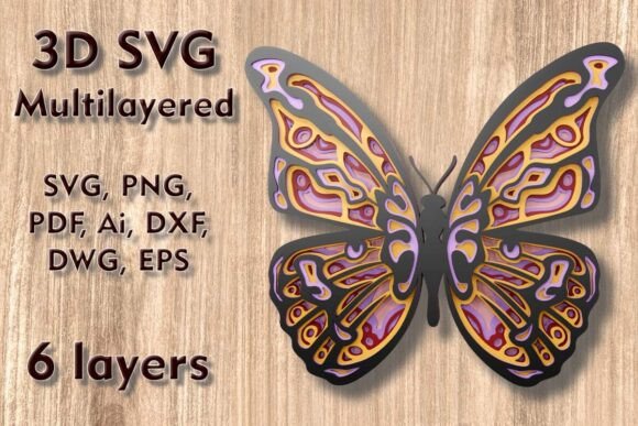 Butterfly 3D SVG: Laser Cutting Wall Decor