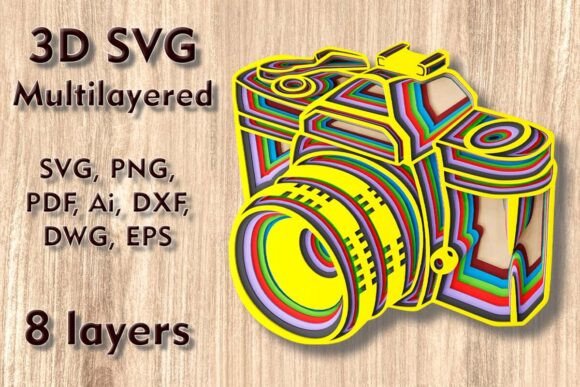 Camera 3D SVG for Laser Cutting Wall Decor
