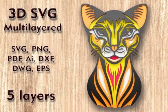 Cat 3D SVG: Autumn Halloween Laser Cutting