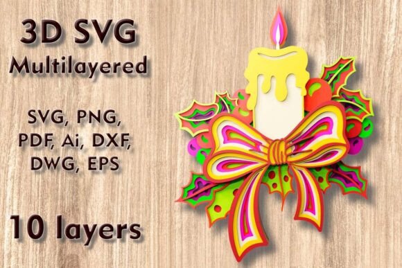 Christmas Candle SVG for Laser Cutting