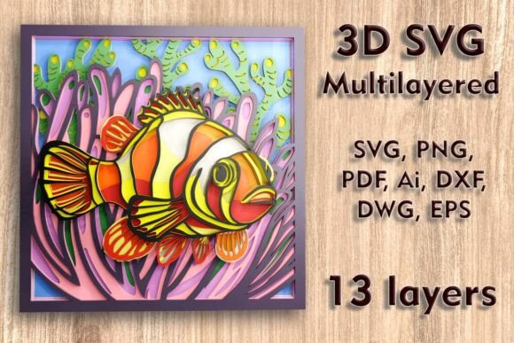 Clown Fish SVG for Laser Cutting & Shadow Boxes