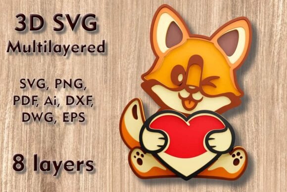 Corgi 3D SVG: Laser Cutting Wall Decor