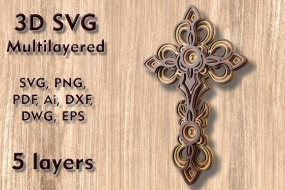 Cross 3D SVG Laser Cutting Ornaments