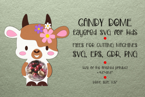Cute Cow Candy Dome: 3D SVG for Animals