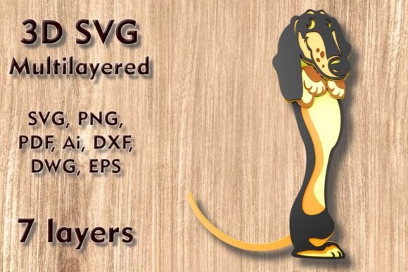 Dachshund 3D SVG: Laser Cutting Wall Decor