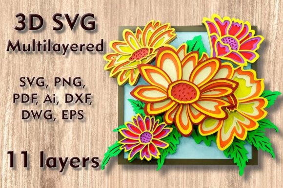 Daisies 3D SVG: Laser Cutting Wall Decor