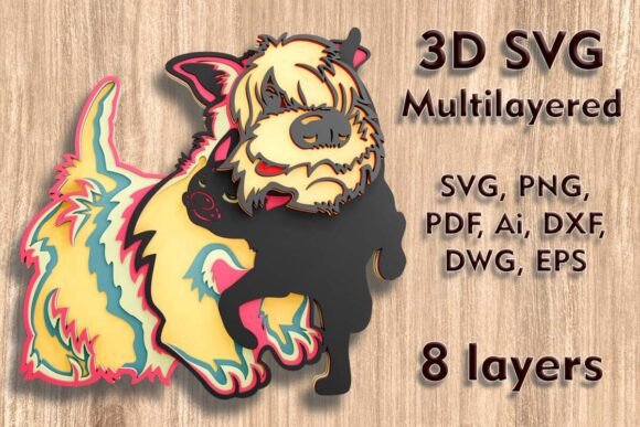 Dog and Cat 3D SVG for Laser Wall Decor