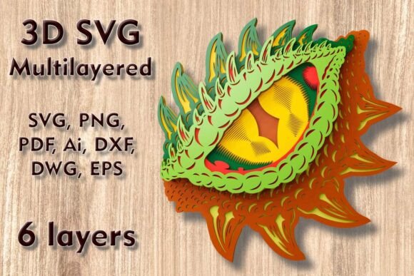 Dragon Eye 3D SVG: Laser Cutting Wall Decor