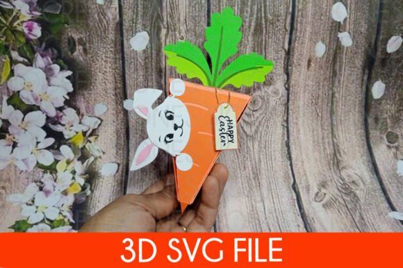 Easter Bunny, Carrot Box SVG: 3D Shapes for Branding