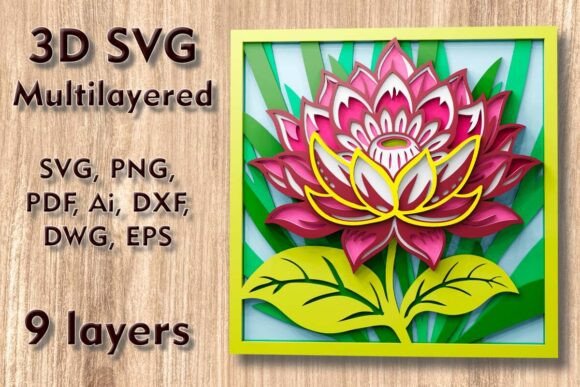 Exotic Flower 3D SVG for Laser Cutting Wall Decor