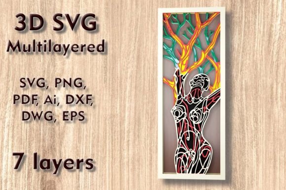 Girl Tree 3D SVG for Laser Cutting Wall Decor