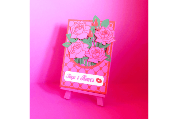 Hugs and Kisses Flower Card: 3D SVG Greeting Cards