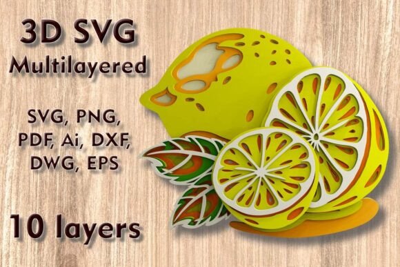 Lemons 3D SVG for Laser Cutting Wall Decor