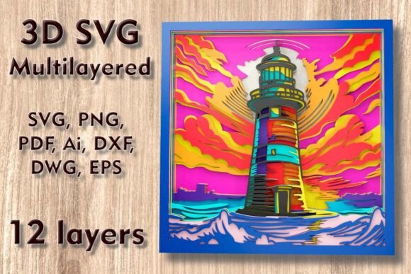 Lighthouse 3D SVG: Laser Cutting Wall Decor