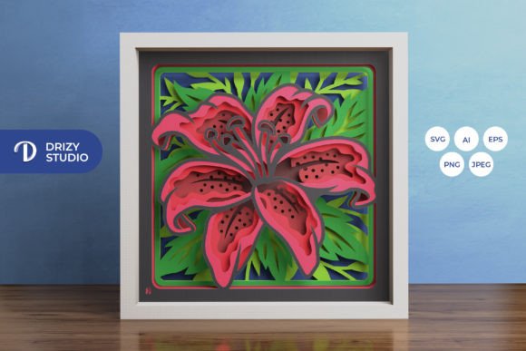 Lily 3D Shadow Box SVG for Shadow Boxes