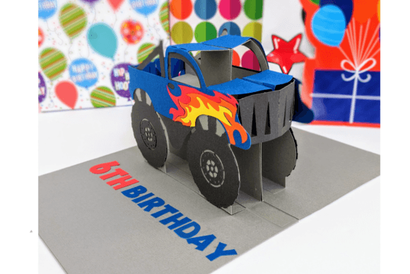 Monster Truck Pop Up Card: 3D SVG for Greeting Cards