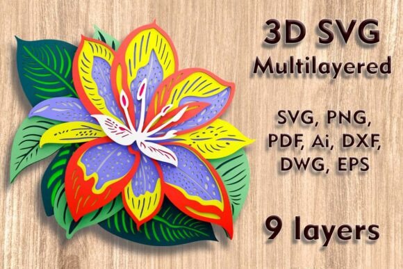 Orchid 3D SVG: Laser Cutting Wall Decor