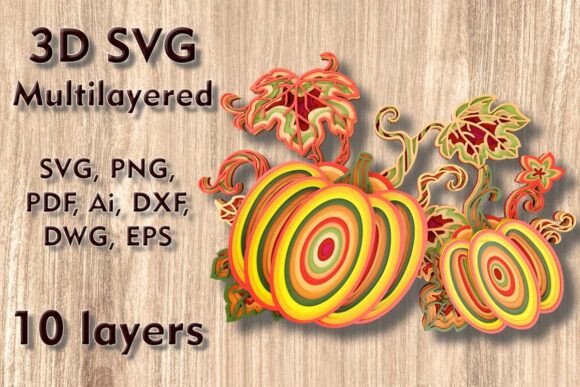 Pumpkins 3D SVG: Laser Cutting Wall Decor