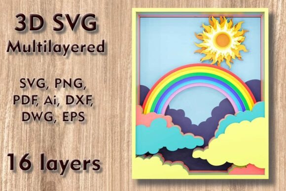 Rainbow 3D SVG for Laser Cutting Wall Decor