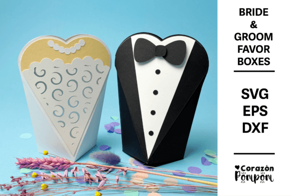 Reviewing Bride Groom Wedding Favor Gift Box SVG: 3D Shapes