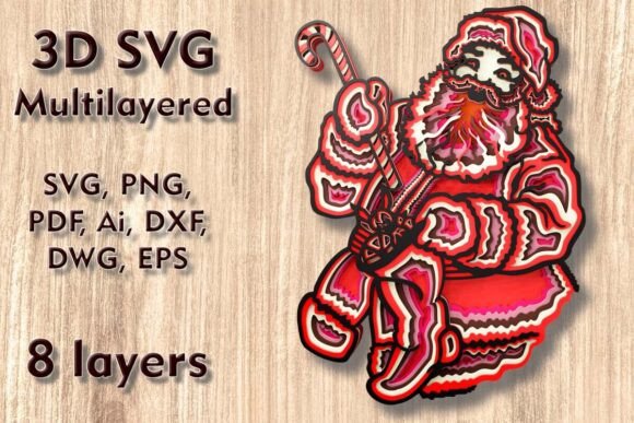 Santa 3D SVG for Laser Cutting Christmas