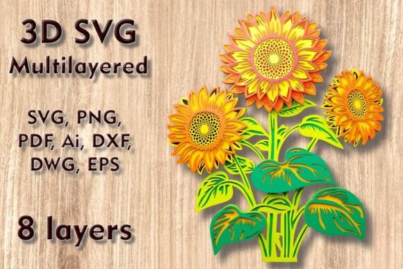 Sunflower Laser Cutting Wall Decor SVG