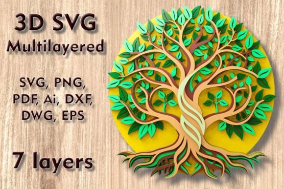 Tree of Life 3D SVG for Laser Cutting Wall Decor