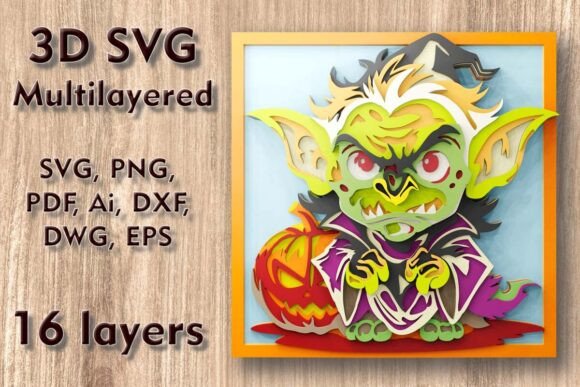 Troll 3D SVG: Autumn Halloween Laser Cutting